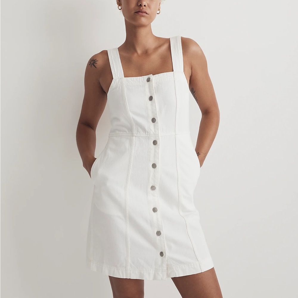 Madewell NWT White Denim Sleeveless Mini Dress